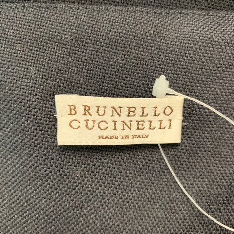 BRUNELLO CUCINELLI Size 6 Navy Grey Virgin Wool Color Block Pleated Skirt