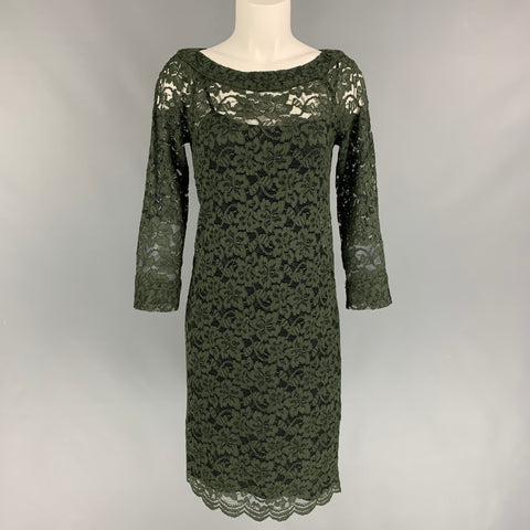 DIANE VON FURSTENBERG Talla 4 Vestido de manga larga en mezcla de poliamida verde oscuro
