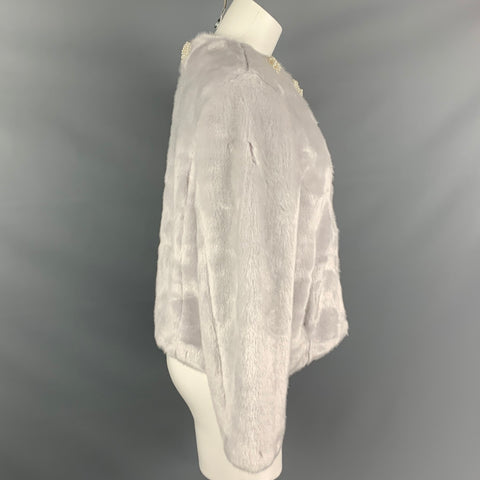 TYLER BOE Size S Light Gray Acrylic &  Polyester Faux Fur Jacket