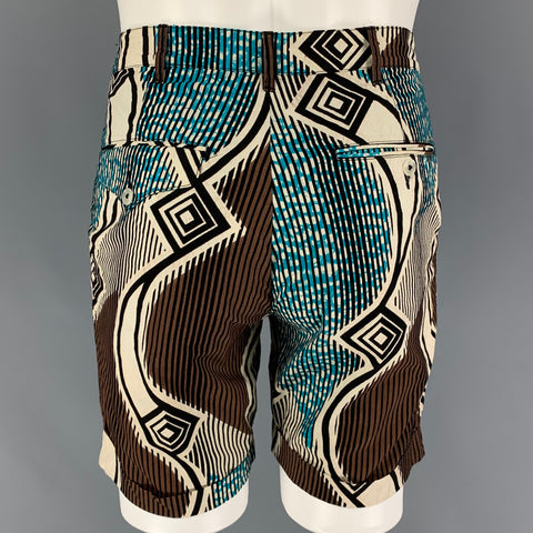 MONITALY Size 30 Multi-Color Print Cotton Zip Fly Shorts