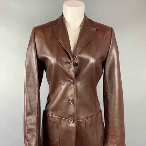 ANTONIO FUSCO Taille 2 Manteau boutonné en cuir marron