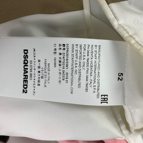 DSQUARED2 MANCHESTER Size 42 Khaki Cotton Notch Lapel Suit