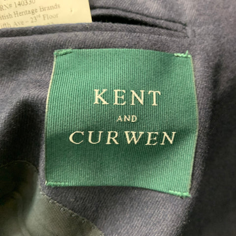 KENT CURWEN Size 46 Navy Solid Wool Notch Lapel Sport Coat