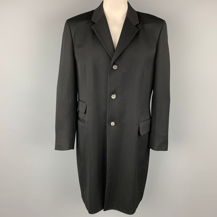 D&G by DOLCE & GABBANA  Size L Black Twill Wool Single Breasted Coat