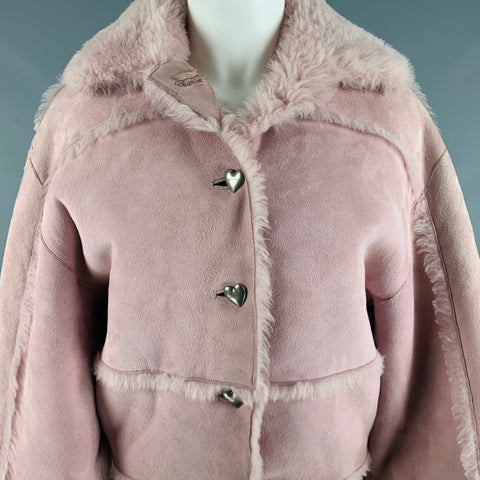 SAKS POTTS Size M Pink Shearling Short Jacket