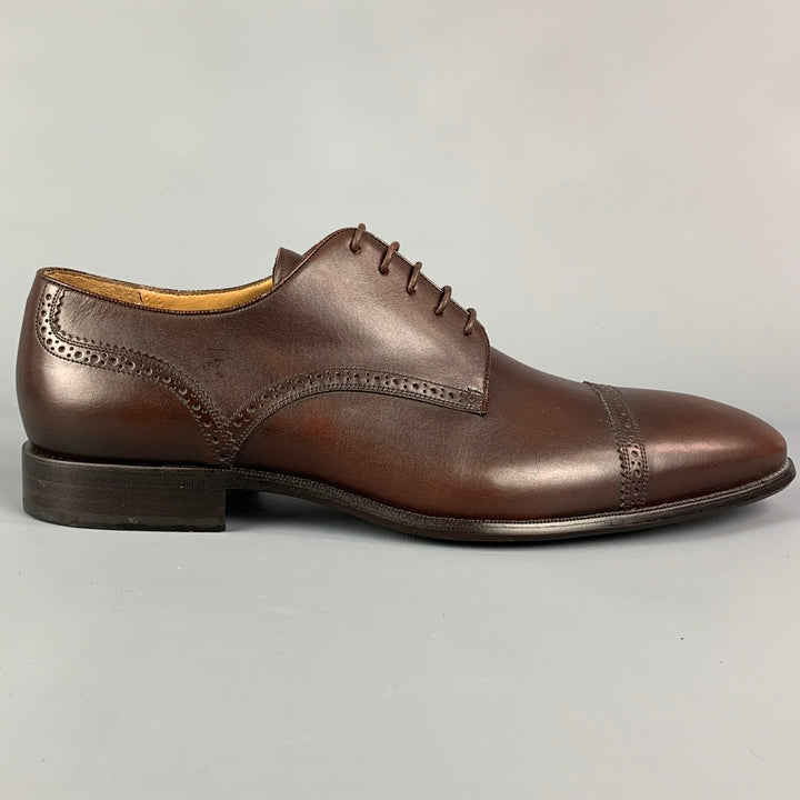BALLY Size 9.5 Brown Leather Cap Toe Lace Up Shoes