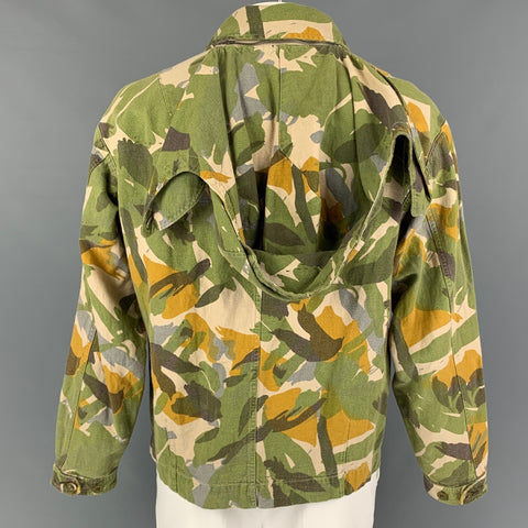 NIGEL CABOURN Size S Green Yellow Camouflage Cotton Linen Jacket