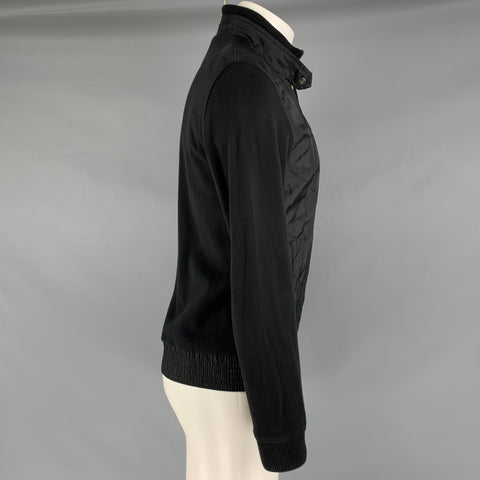 HUGO BOSS Taille S Veste zippée en nylon et coton mélangés noirs