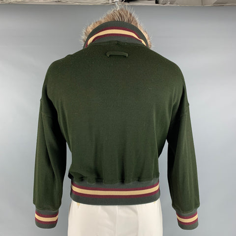 JEAN PAUL GAULTIER Size L Olive Solid Viscose Cotton Jacket