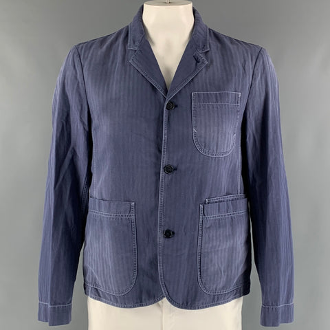BURBERRY Size 44 Blue Wash Cotton Linen Worker Jacket