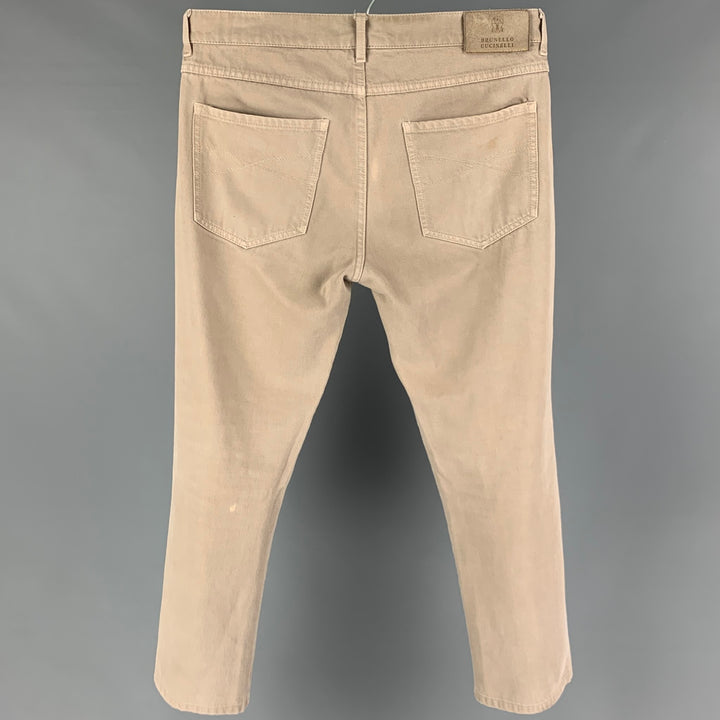 BRUNELLO CUCINELLI Taille 32 Jean à braguette boutonnée en coton beige