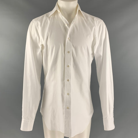 HAMILTON Size M White Herringbone Long Sleeve Shirt