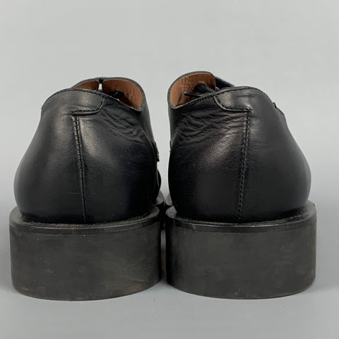 PAUL SMITH Size 9 Black Leather Cutout Lace Up Shoes