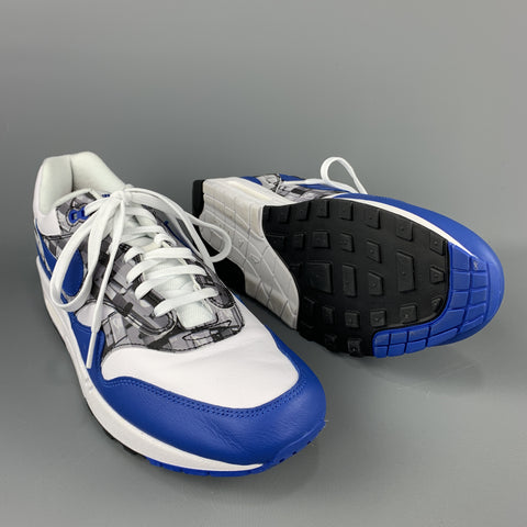Zapatillas de deporte con cordones de cuero blanco y azul con estampado NIKE talla 11.5