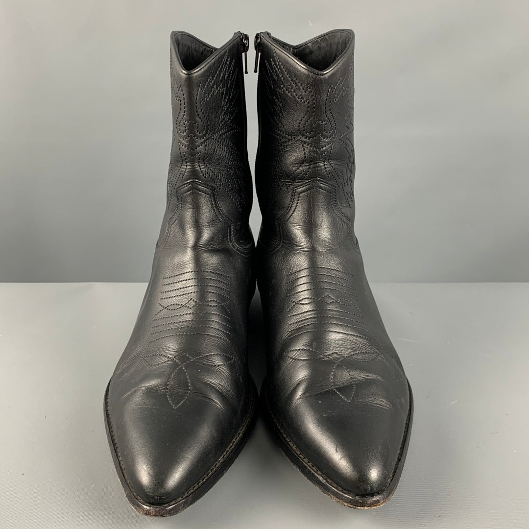VALENTINO Size 10 Black Leather Western Boots