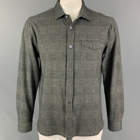 TODD SNYDER Size L Grey Black Beige Glenplaid Button Up Long Sleeve Shirt