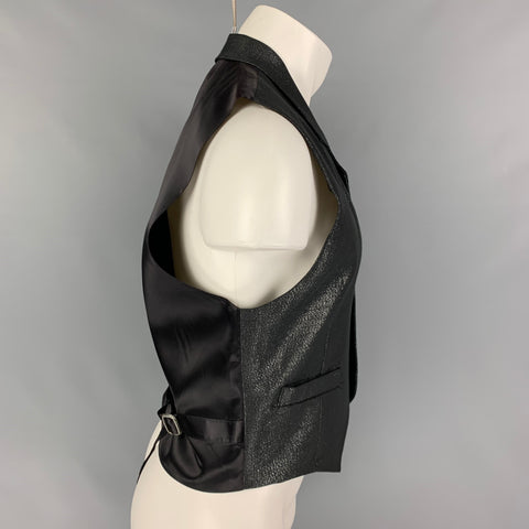 CASPAR SALDANHA Size M Charcoal Black Metallic Cotton Blend Vest