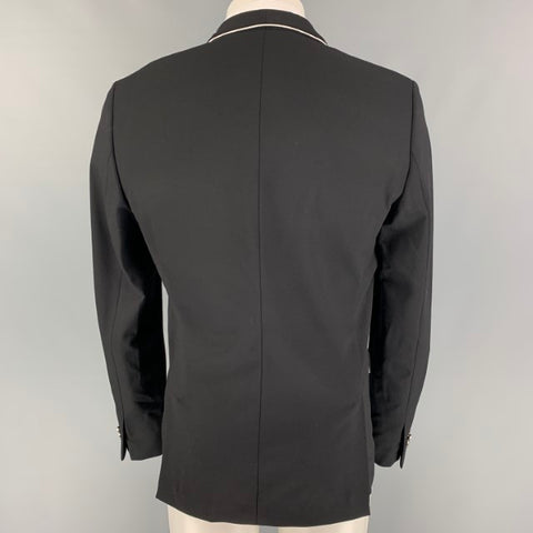 THE KOOPLES Size 38 Black White Wool Shawl Collar Sport Coat