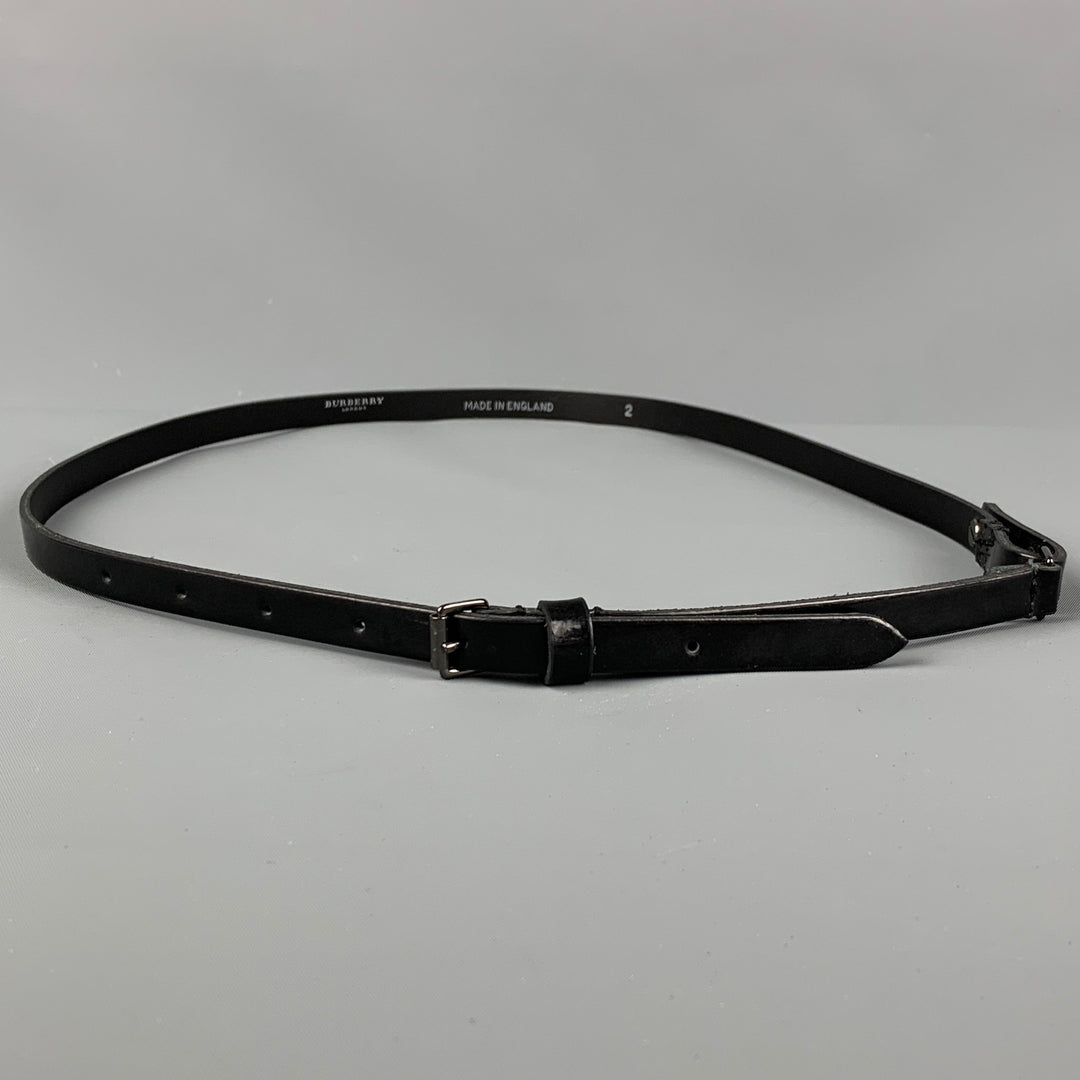 BURBERRY Size 2 Black Leather Skinny Belt