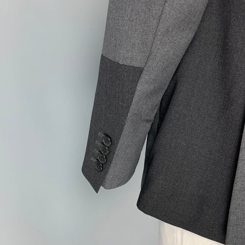WOOSTER + LARDINI Size 44 Navy Grey Patchwork Wool Notch Lapel Sport Coat