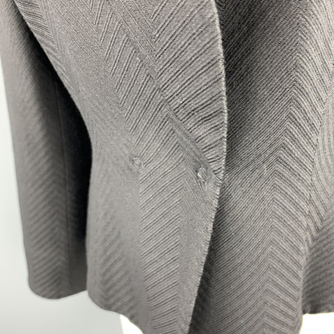 GIORGIO ARMANI Size 4 Black Chevron Textured Wool Shawl Collar Jacket