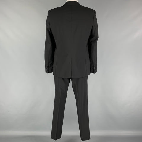 HUGO by HUGO BOSS Size 44 Black Virgin Wool Notch Lapel Suit
