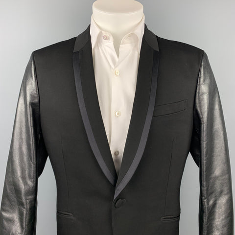 JUNYA WATANABE Size XL Black Mixed Materials Wool Tuxedo Sport Coat