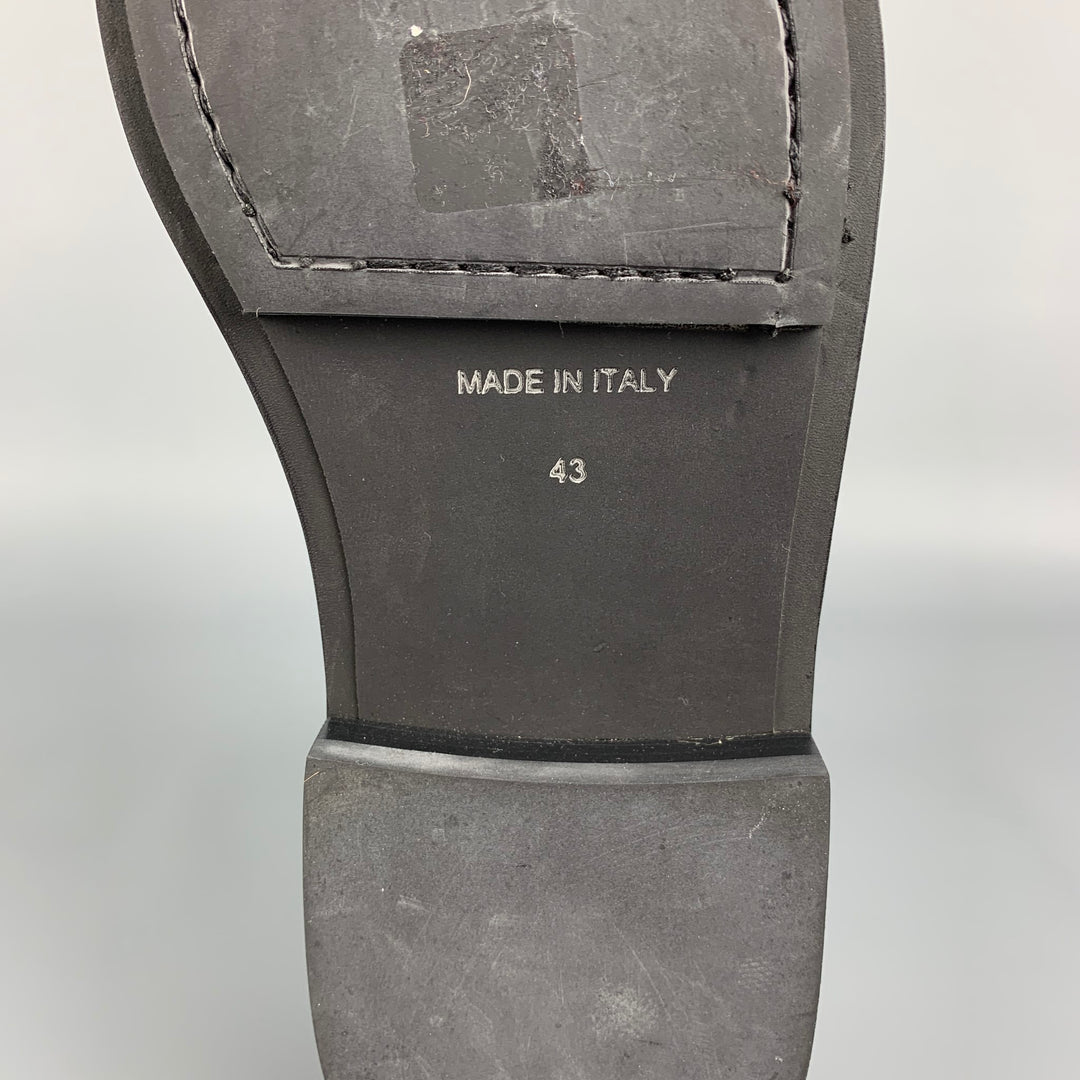 KRIS VAN ASSCHE Size 10 Navy Textured Leather Lace Up Boots