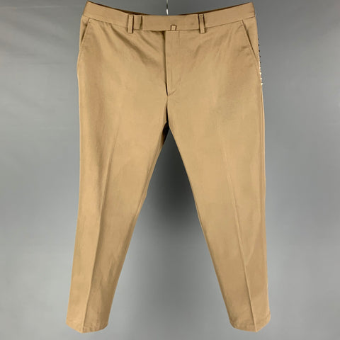 VALENTINO Size 34 Khaki Studded Cotton Zip Fly Dress Pants
