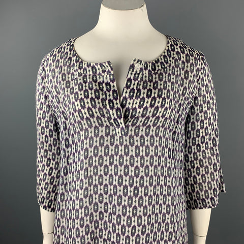 WEEK-END par MAX MARA Taille 16 Robe tunique Ikat Ramie multicolore