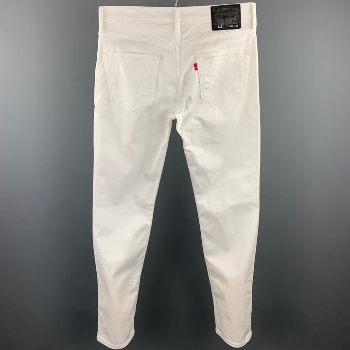 LEVI'S 511 Size 32 White Denim Zip Fly Jeans