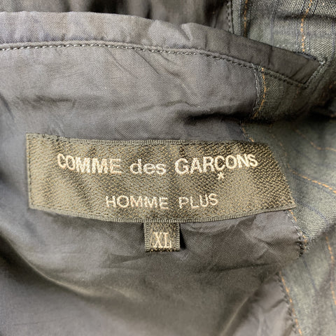 COMME des GARCONS HOMME PLUS Size XL Slate Vertical Stripe Wool Blend Sport Coat