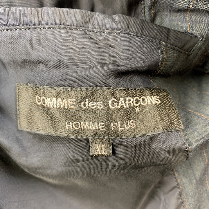 COMME des GARCONS HOMME PLUS Abrigo deportivo de mezcla de lana con rayas verticales color pizarra talla XL