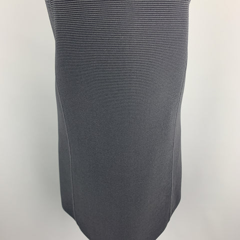 RALPH LAUREN Size S Navy Ribbed Knit Viscose Blend Mock Neck A Line Dress