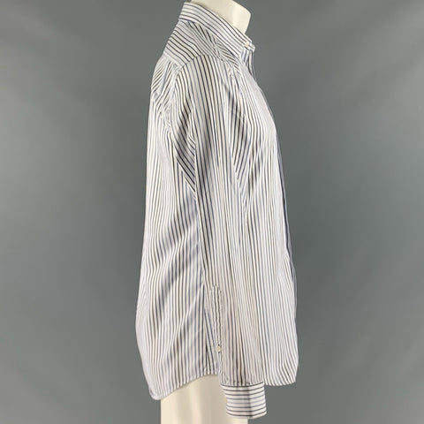 PAUL SMITH Size S White Blue Stripe Cotton Long Sleeve Shirt