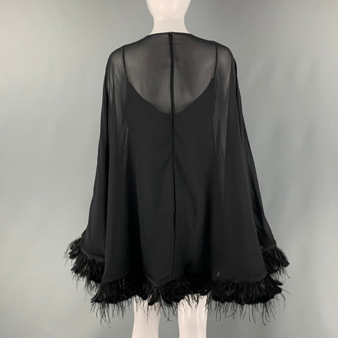 MAC DUGGAL Size 4 Black Polyester Sheer A-Line Dress