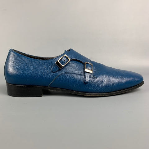 BRUNO MAGLI Size 9 Royal Blue Leather Double Monk Strap Loafers