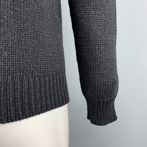 ANN DEMEULEMEESTER Size M Black Knitted Rayon Blend Shawl Collar Pullover Sweater