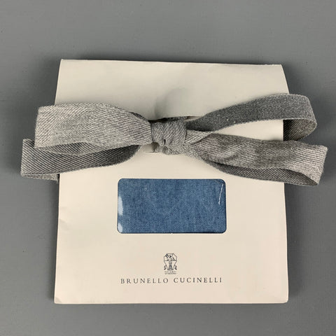 BRUNELLO CUCINELLI Blue Chambray Cotton Pocket Square