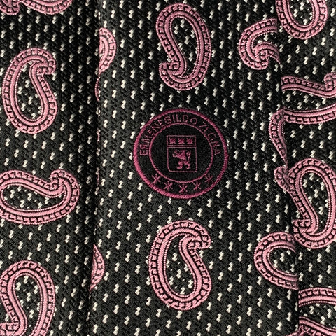 ERMENEGILDO ZEGNA Cravate En Soie Paisley Violet Noir