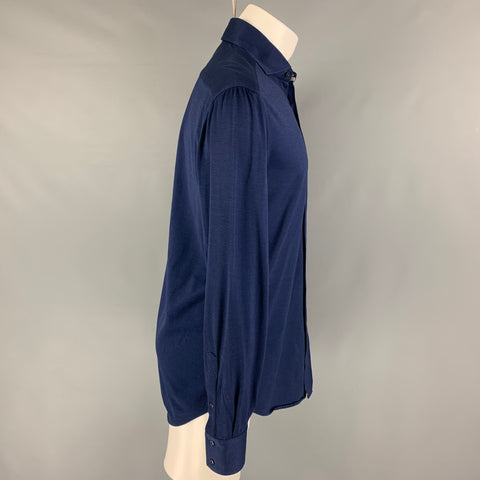 BRUNELLO CUCINELLI Size M Navy Cotton Button Up Long Sleeve Shirt