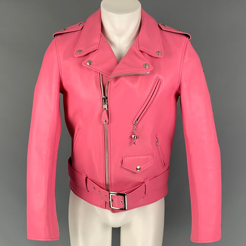 SCHOTT x MARC JACOBS Chaqueta biker perfecta de cuero rosa talla S