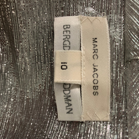 MARC JACOBS Top de vestir con lazo texturizado plateado talla 10