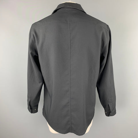 ARMANI COLLEZIONI Size L Black Polyester Patch Pocket Long Sleeve Shirt