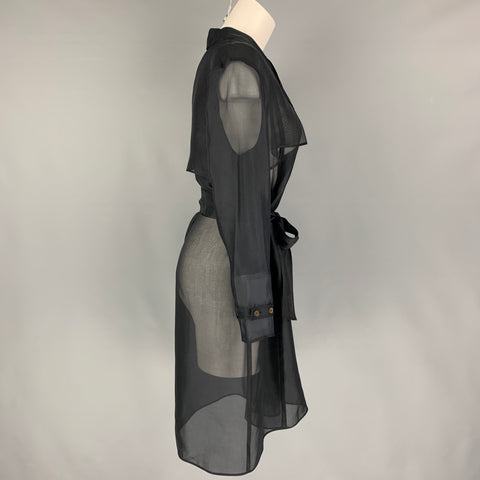 PORTS 1961 Chaqueta negra con solapa de muesca transparente talla 8