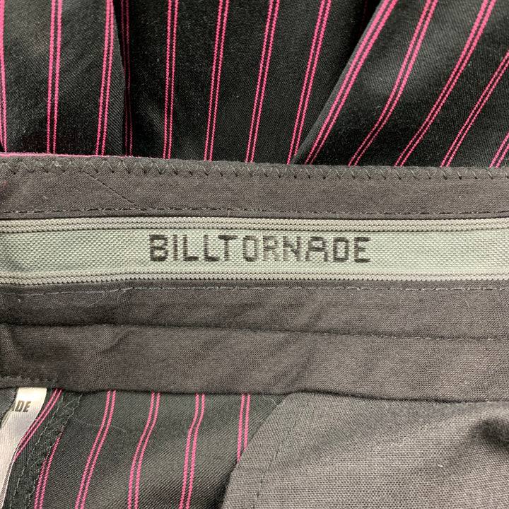 BILLTORNADE Size 32 Black & Pink Stripe Cotton Blend Zip Fly Dress Pants