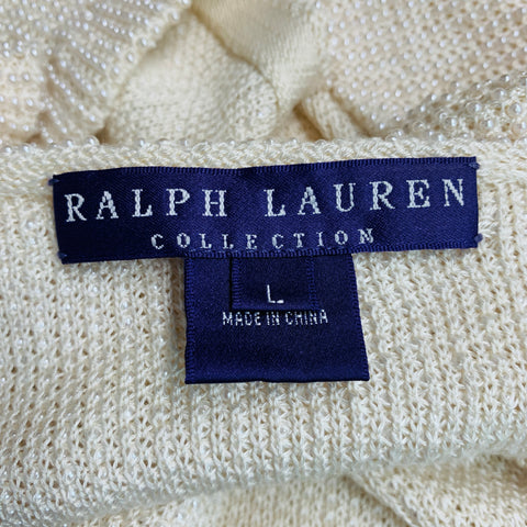 RALPH LAUREN Size L Beige Viscose Beaded Spaghetti Straps Dress Top