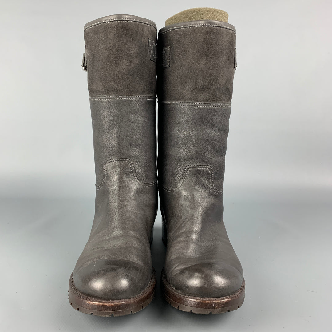 GRAVATI Size 7.5 Brown Leather Mixed Fabrics Waterproof Suede Boots