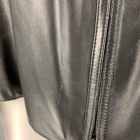 ESCADA Size 6 Black Lamb Skin Zip Up Jacket