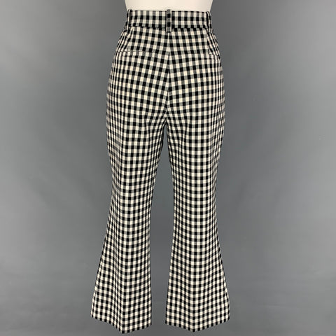 DEREK LAM Size 6 Black White Polyester Blend Gingham Casual Pants